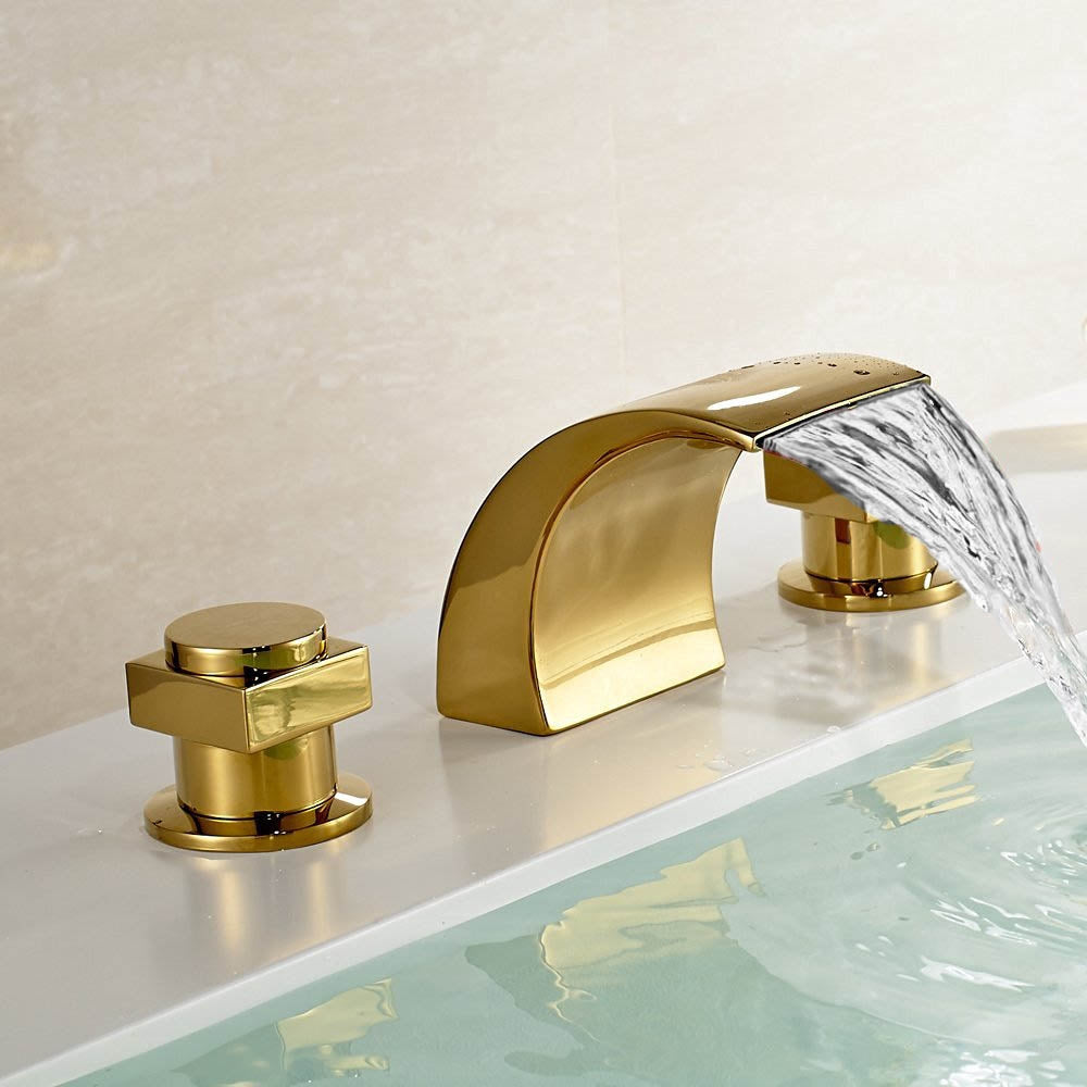 Juno Côte-d'Or Gold Finish Bathroom Sink Faucet Dual Handle
