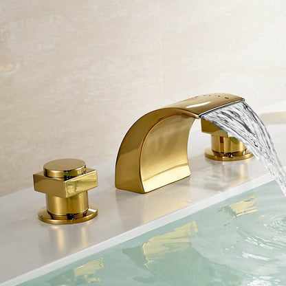 Juno Côte-d'Or Gold Finish Bathroom Sink Faucet Dual Handle