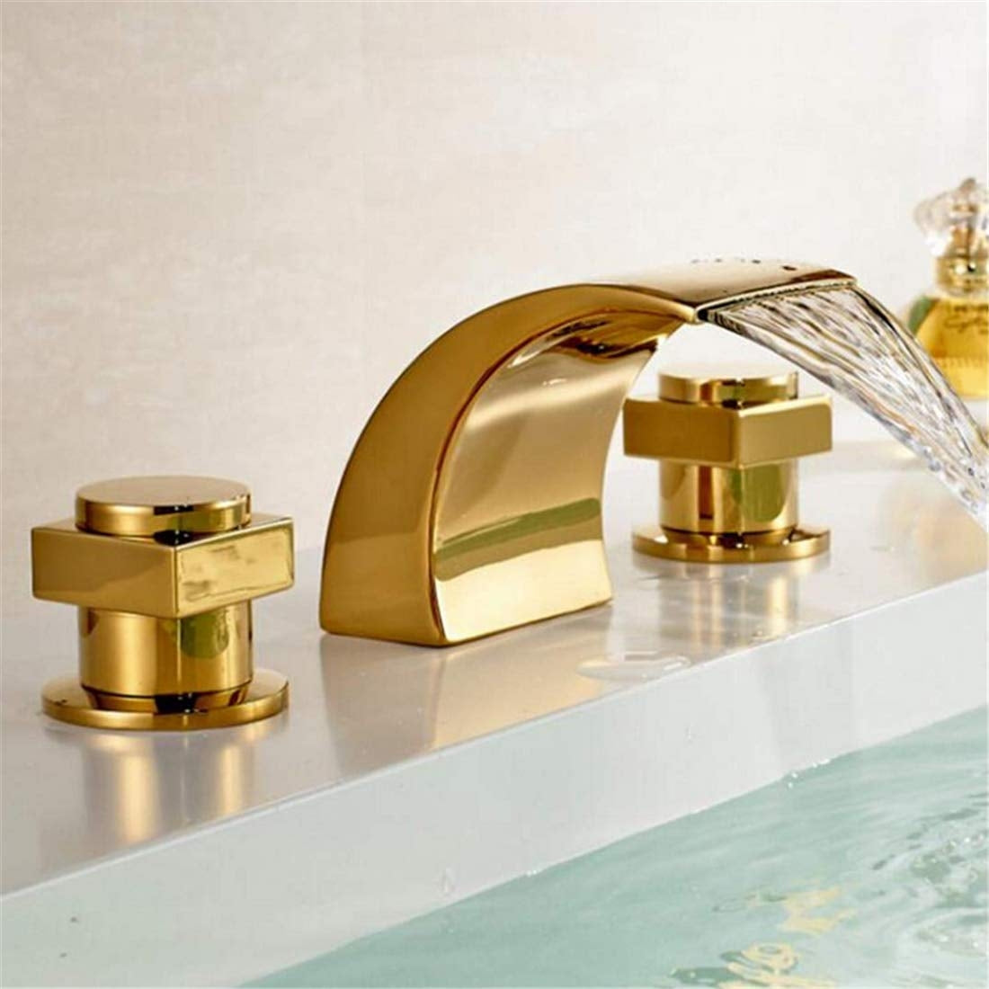 Juno Côte-d'Or Gold Finish Bathroom Sink Faucet Dual Handle