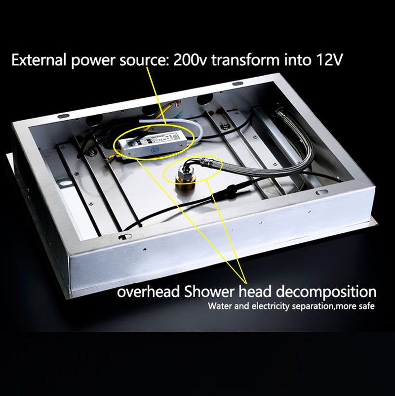 Juno Ceiling Mount Electric LED Chrome Rainfall Bathroom Shower