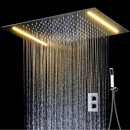 Juno Ceiling Mount Electric LED Chrome Rainfall Bathroom Shower