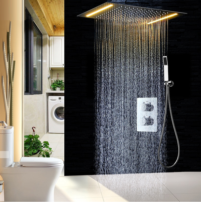 Juno Ceiling Mount Electric LED Chrome Rainfall Bathroom Shower