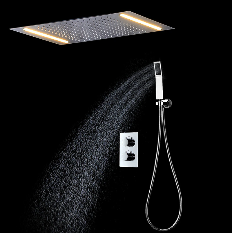 Juno Ceiling Mount Electric LED Chrome Rainfall Bathroom Shower