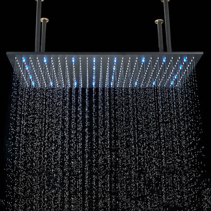Juno Modern Black Shower Head Thermostatic Black Rain Shower Head Set Bathroom Large Black Rainfall Shower System