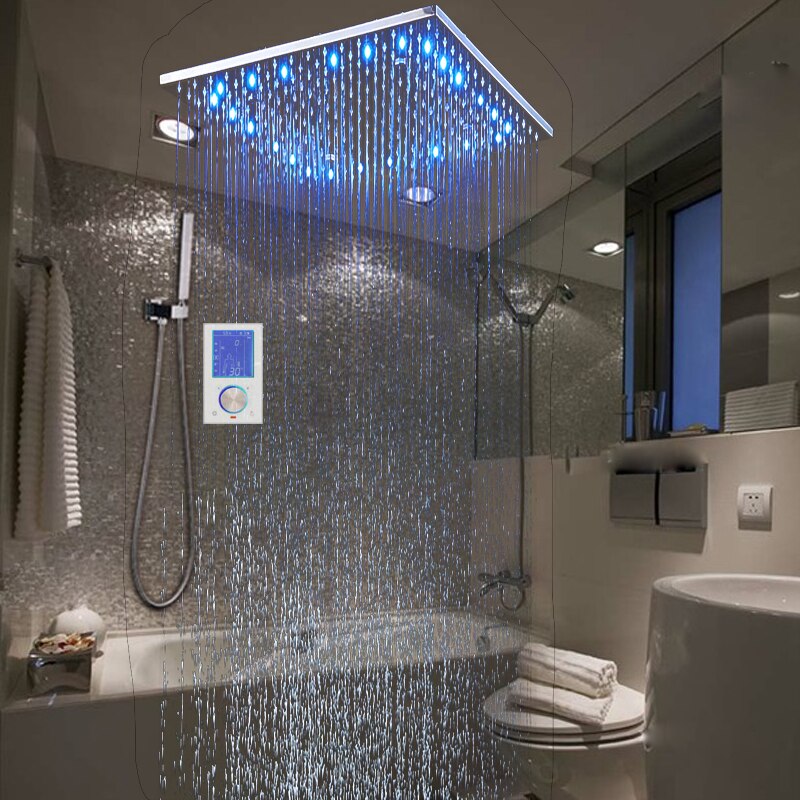 Juno 20 Inch Digital Display LED Ceiling Mounted Rain Shower Head With Body Spray