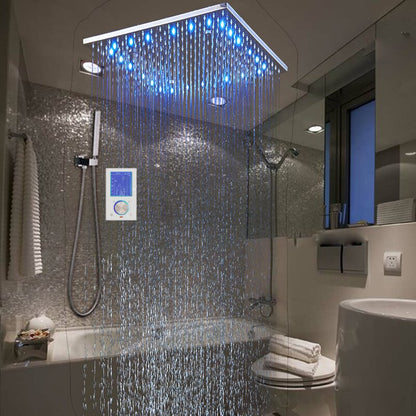 Juno 20 Inch Digital Display LED Ceiling Mounted Rain Shower Head With Body Spray