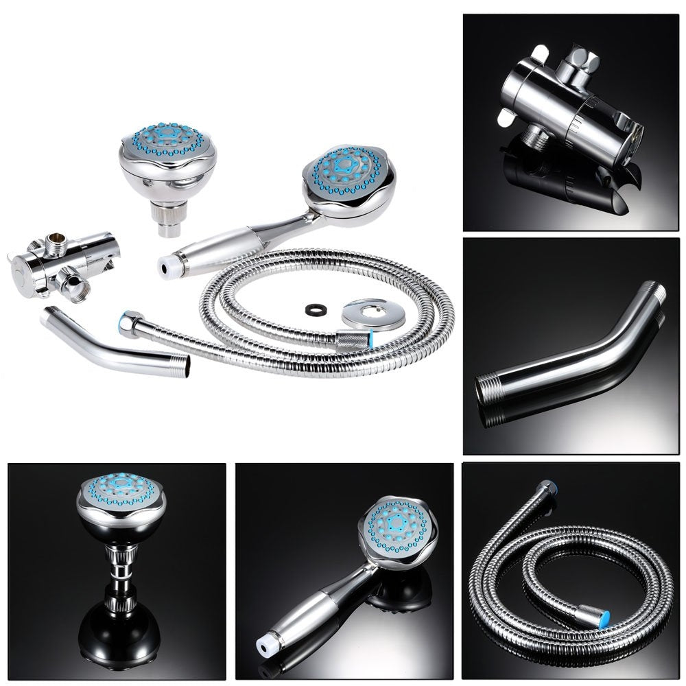 Juno Chrome Finish Shower Head with 3 Way Diverter Shower Arm And Hand Held Shower