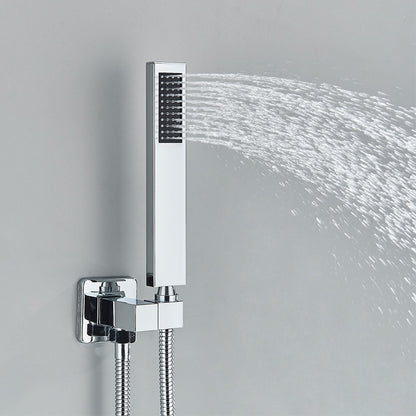 New Juno Chrome Finish LED Square Rain Shower Head 6 Body Jets