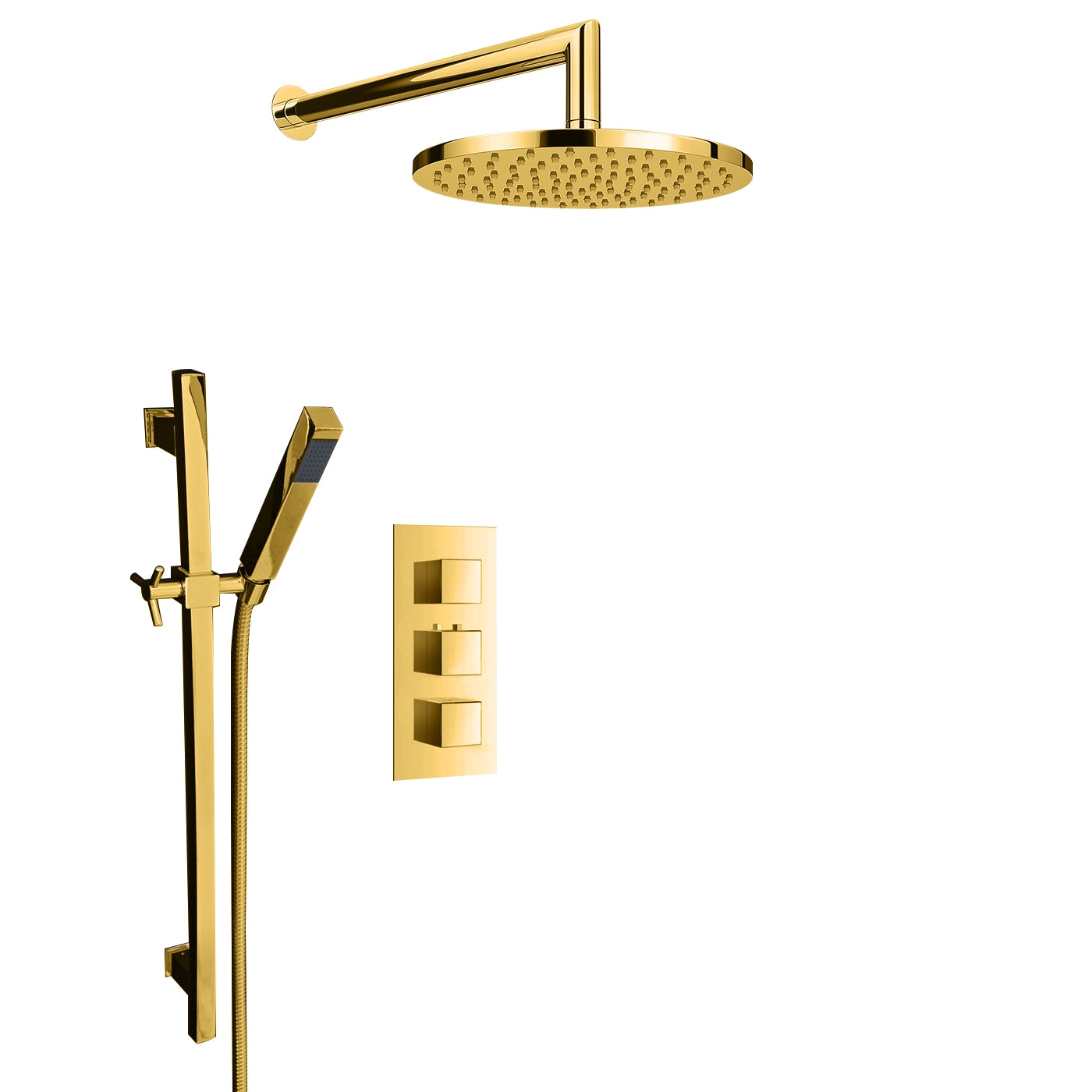Juno Gold Plated Wall Mount Shower Head Set