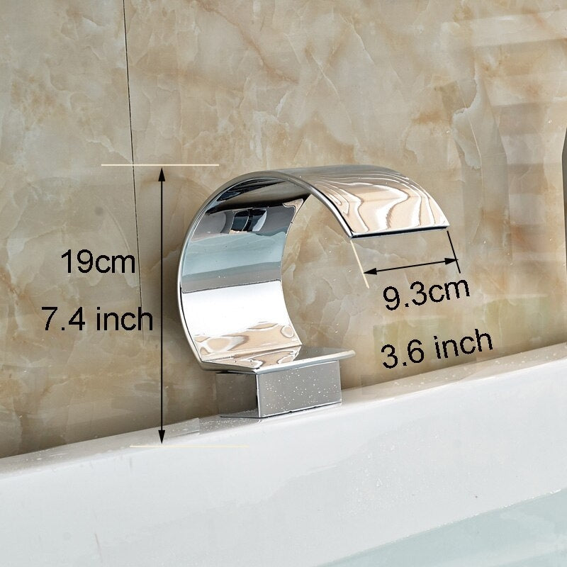 Juno Chrome Polished Waterfall Roman Tub Faucets With Handheld Shower