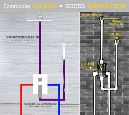 Juno Chrome Shower Head Set 8/10/12" Rainfall Shower Head Cold and Hot Mixer Tap
