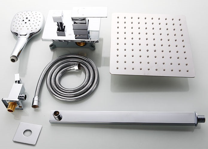 Juno Chrome Shower Head Set 8/10/12" Rainfall Shower Head Cold and Hot Mixer Tap