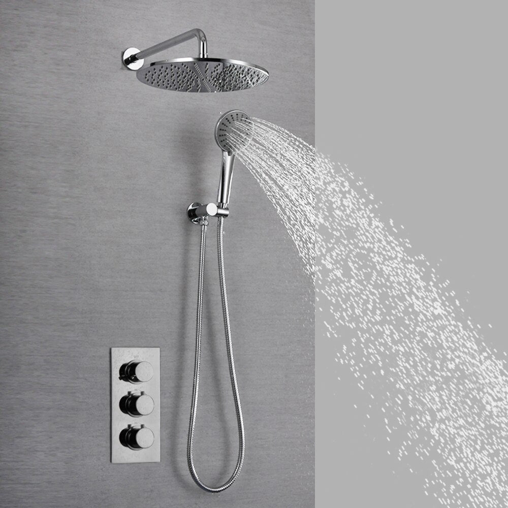 Juno Chrome Wall Mount LED Shower Set with Diverter Mixer and LED Spout