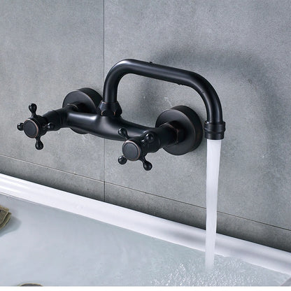 Juno Classic Black Wall Mount Kitchen Sink Mixer Faucet