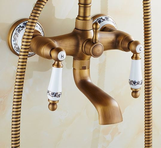 Juno Claw Foot Antique Bronze Bathtub Mixer Faucet Ceramic Handles