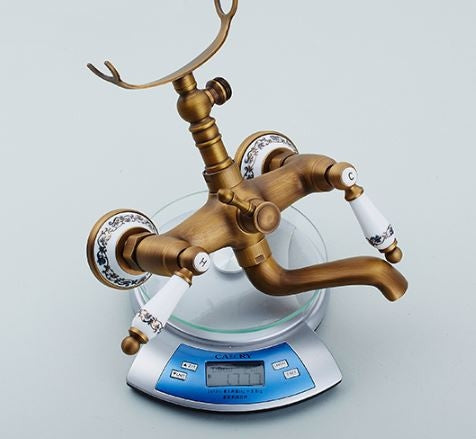 Juno Claw Foot Antique Bronze Bathtub Mixer Faucet Ceramic Handles