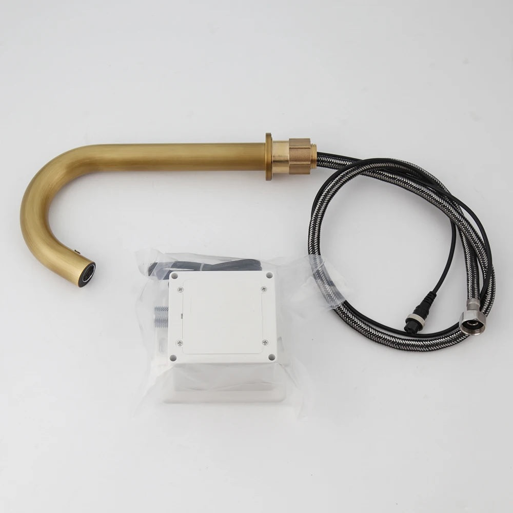 Juno Commercial Antique Brass Finish Deck Mounted Touchless Bathroom Faucet