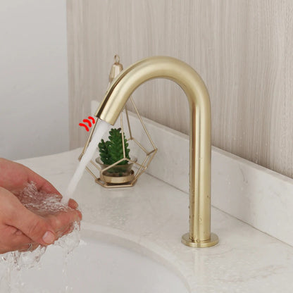 Juno Commercial Antique Brass Finish Deck Mounted Touchless Bathroom Faucet