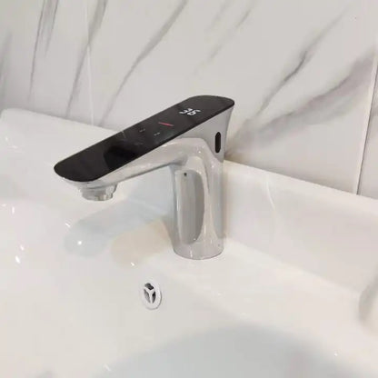 Juno Commercial Black Finish Deck Mounted Digital Display Touchless Bathroom Faucet