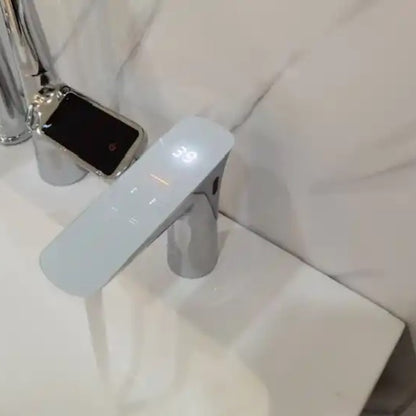 Juno Commercial Black Finish Deck Mounted Digital Display Touchless Bathroom Faucet