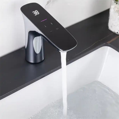 Juno Commercial Black Finish Deck Mounted Digital Display Touchless Bathroom Faucet