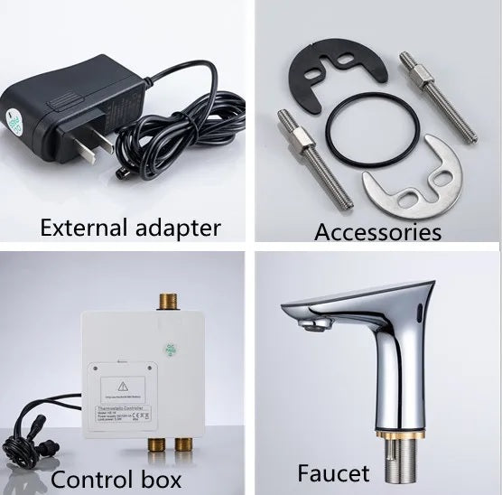 Juno Commercial Black Finish Deck Mounted Digital Display Touchless Bathroom Faucet