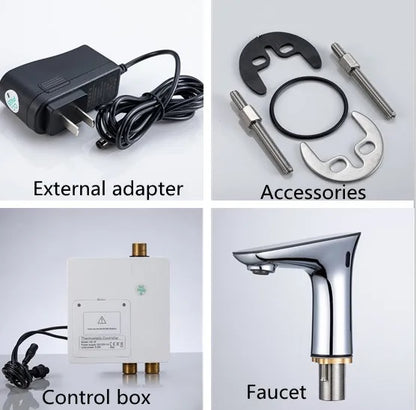 Juno Commercial Black Finish Deck Mounted Digital Display Touchless Bathroom Faucet