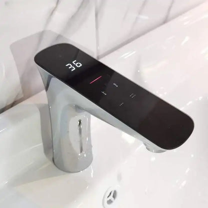 Juno Commercial Black Finish Deck Mounted Digital Display Touchless Bathroom Faucet