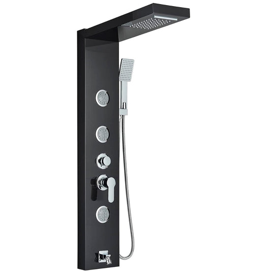 Juno Commercial Black Wall Mounted Dual Handle 3 Jets Bathroom Shower Panel