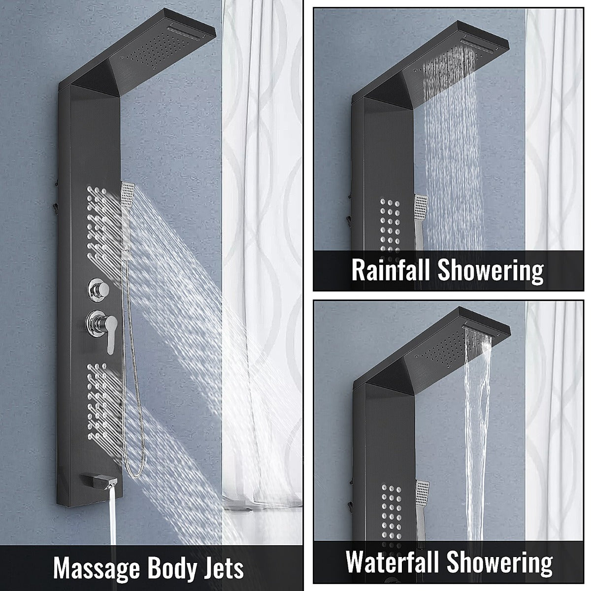 Juno Commercial Brushed Nickel Wall Mounted Bathroom Shower Panel
