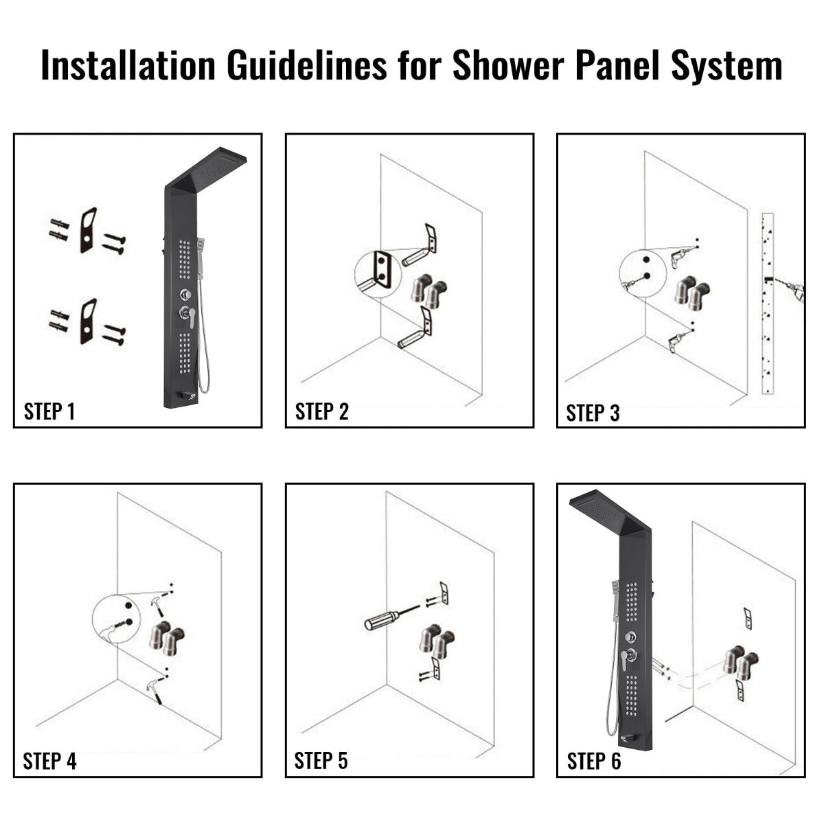 Juno Commercial Brushed Nickel Wall Mounted Bathroom Shower Panel