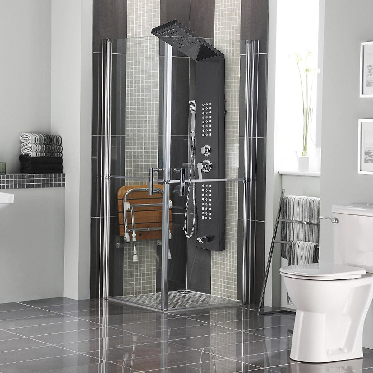 Juno Commercial Brushed Nickel Wall Mounted Bathroom Shower Panel