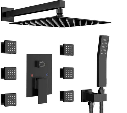 Juno Commercial Brushed Nickel Wall Mounted Single Handle Round Shower System