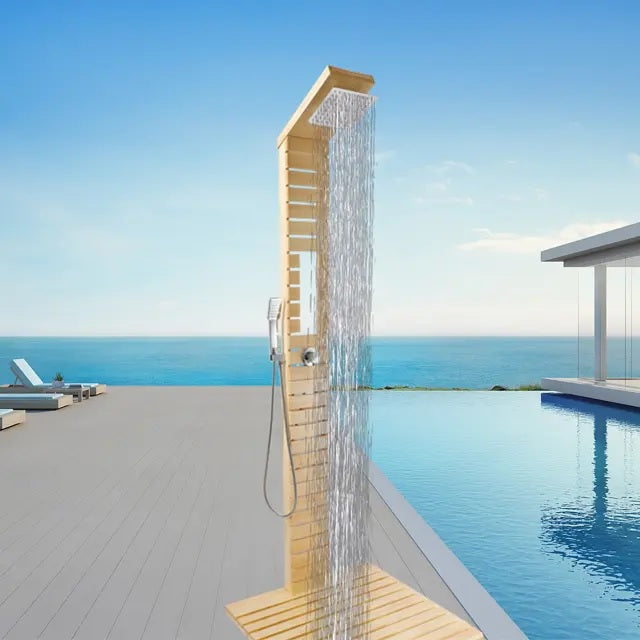 Juno Commercial Outdoor Pool Shower Panel in Brown Finish