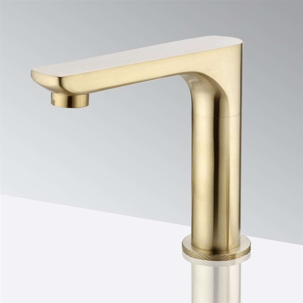 Juno Commercial Brushed Gold Finish Deck Mounted Automatic Touchless Bathroom Faucet