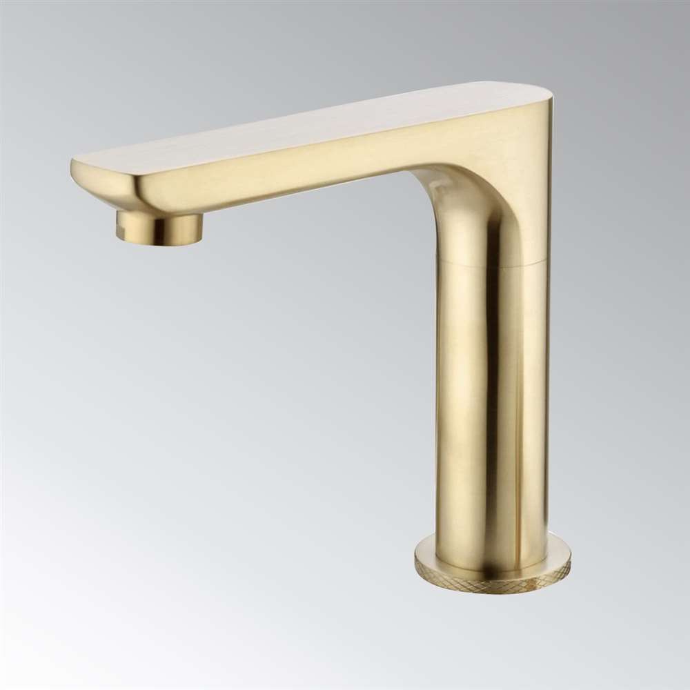 Juno Commercial Brushed Gold Finish Deck Mounted Automatic Touchless Bathroom Faucet