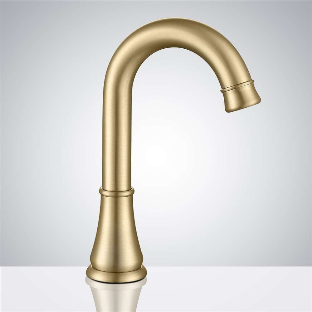 Juno Commercial Brushed Gold Finish Deck Mounted Motion Sensor Touchless Bathroom Faucet