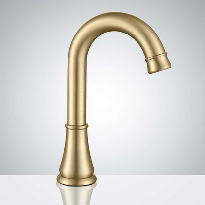 Juno Commercial Brushed Gold Finish Deck Mounted Motion Sensor Touchless Bathroom Faucet