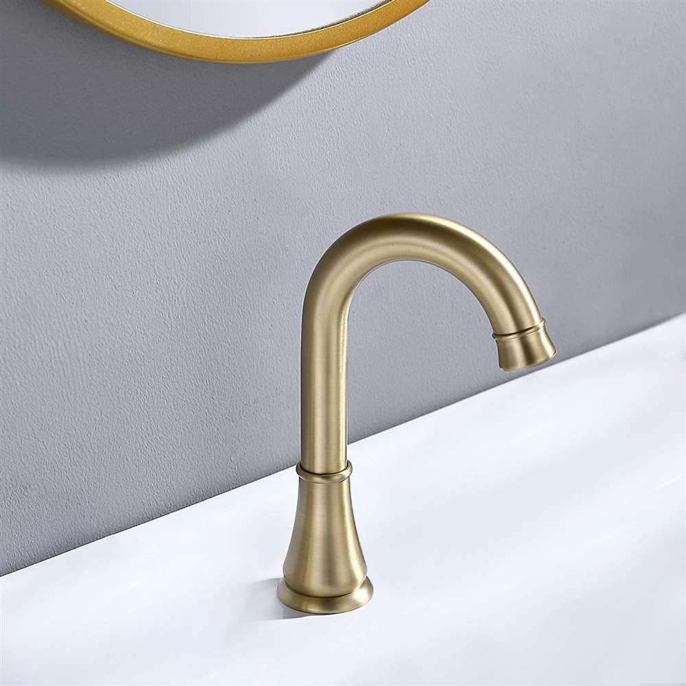 Juno Commercial Brushed Gold Finish Deck Mounted Motion Sensor Touchless Bathroom Faucet