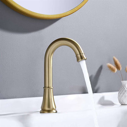 Juno Commercial Brushed Gold Finish Deck Mounted Motion Sensor Touchless Bathroom Faucet