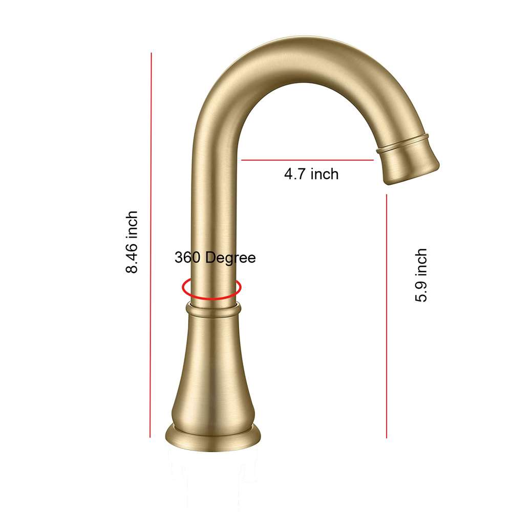 Juno Commercial Brushed Gold Finish Deck Mounted Motion Sensor Touchless Bathroom Faucet