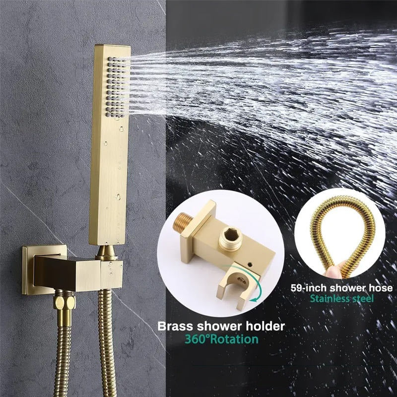 Juno Commercial Brushed Gold Single Handle Wall Mounted Shower System