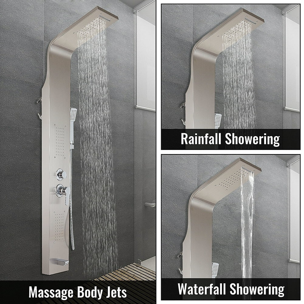 Juno Commercial Brushed Nickel Deck Mounted Dual Handle Bathroom Shower Panel