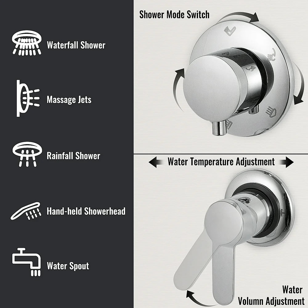 Juno Commercial Brushed Nickel Deck Mounted Dual Handle Bathroom Shower Panel