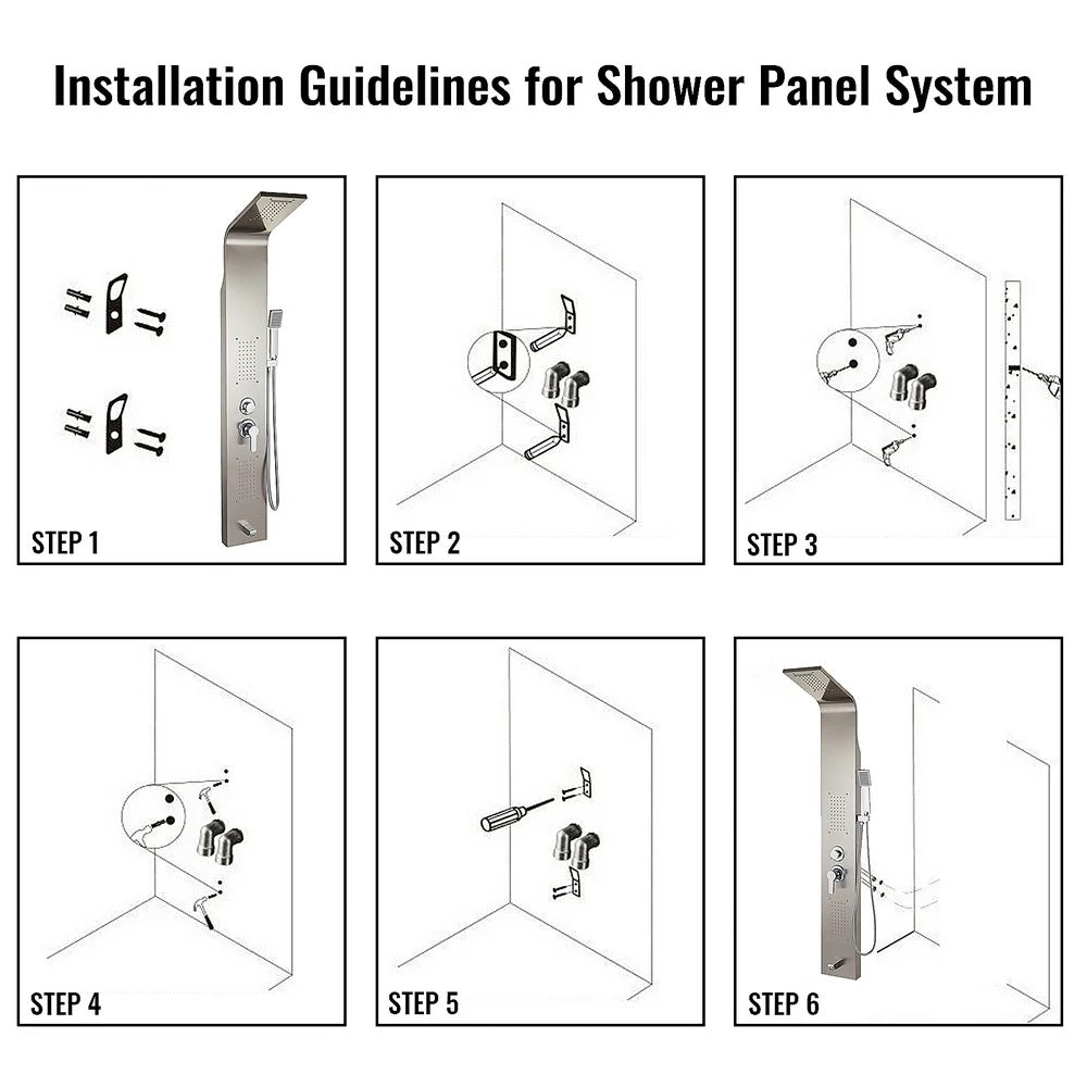 Juno Commercial Brushed Nickel Deck Mounted Dual Handle Bathroom Shower Panel
