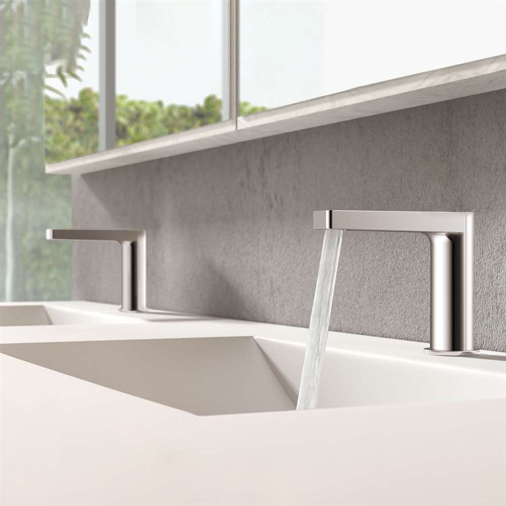 Juno Commercial Brushed Nickel Finish Deck Mounted Bathroom Touchless Faucet