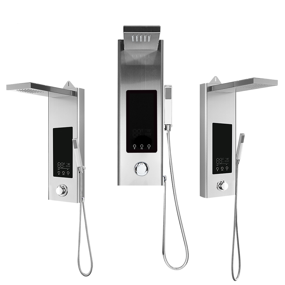 Juno Commercial Brushed Nickel LED Display Single Handle Bathroom Shower Panel