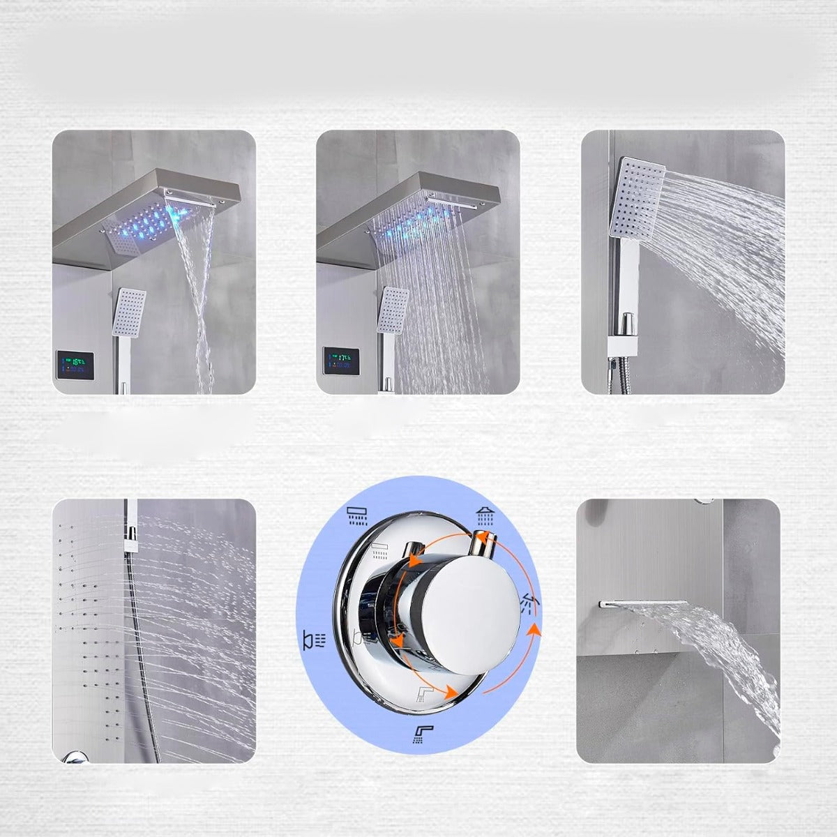 Juno Commercial Brushed Nickel Wall Mount Single Handle Bathroom Shower Panel