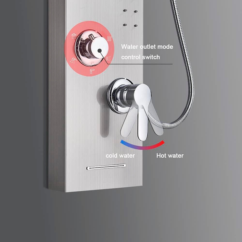 Juno Commercial Brushed Nickel Wall Mount Single Handle Bathroom Shower Panel