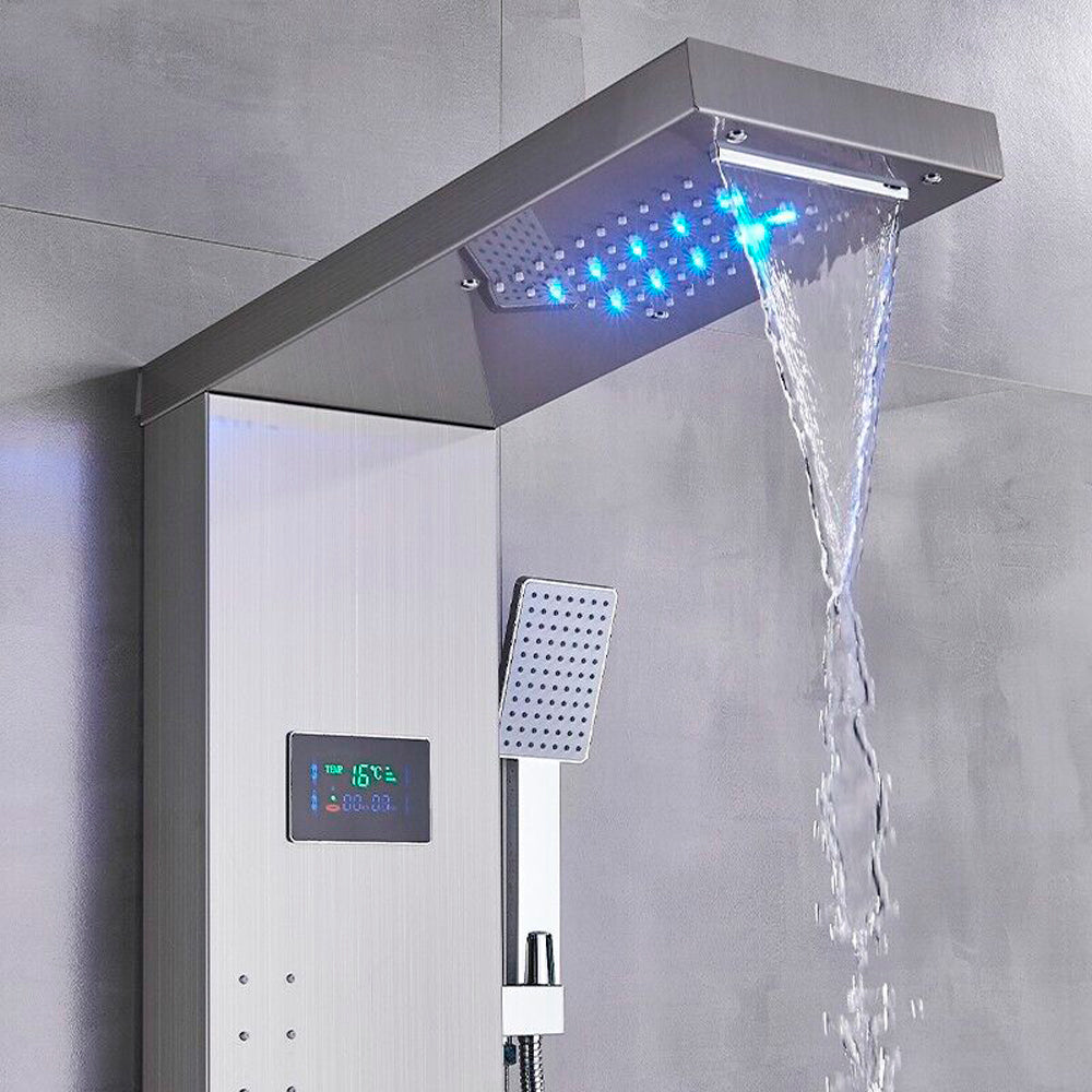 Juno Commercial Brushed Nickel Wall Mount Single Handle Bathroom Shower Panel